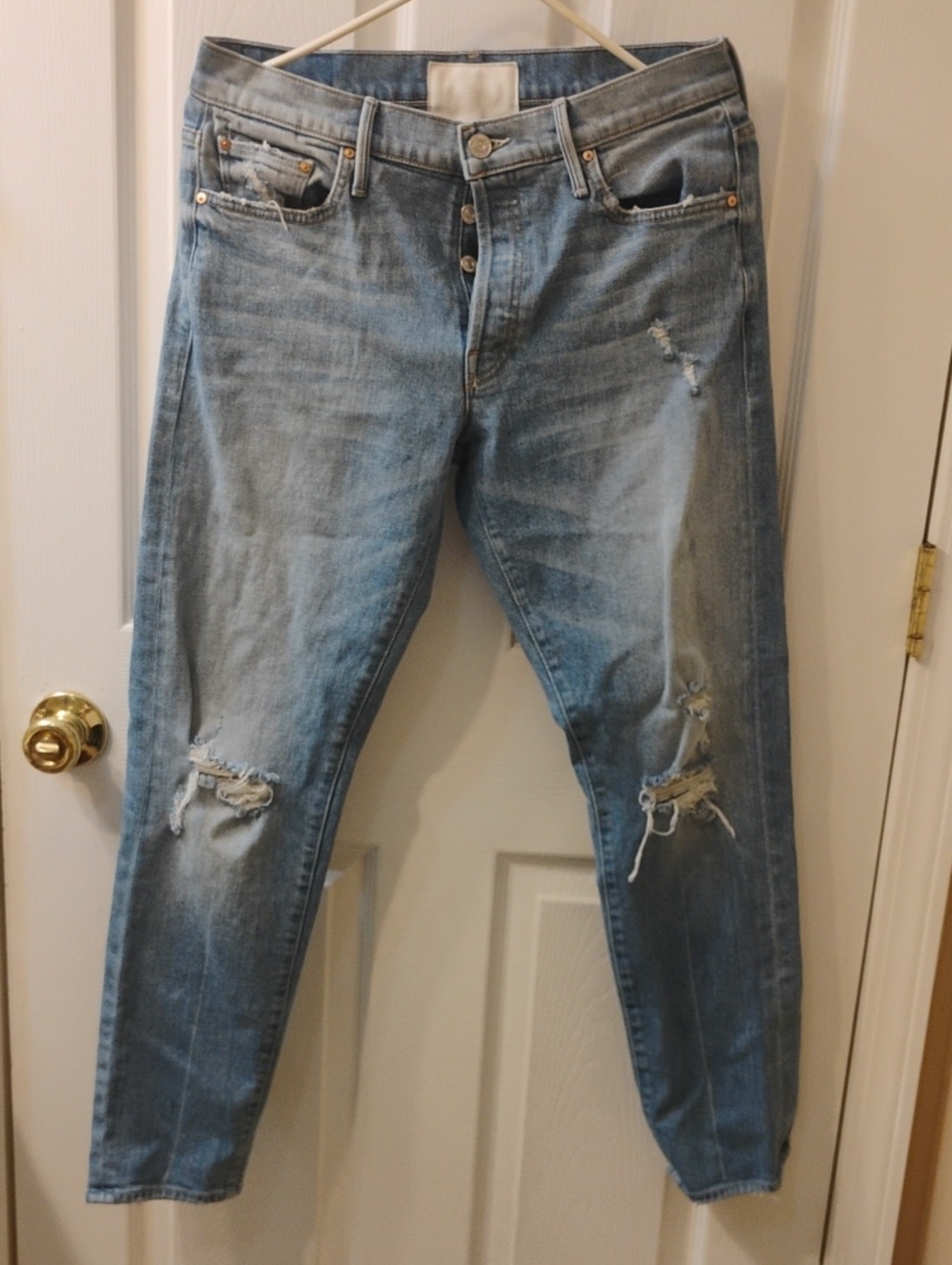 MOTHER Light Blue Distressed Jeans